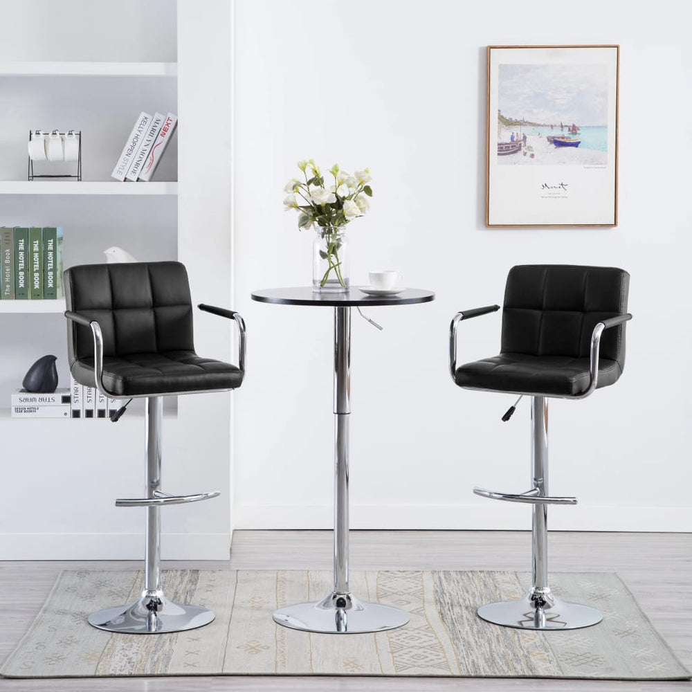 Bar stools, 2 pcs, black, artificial leather