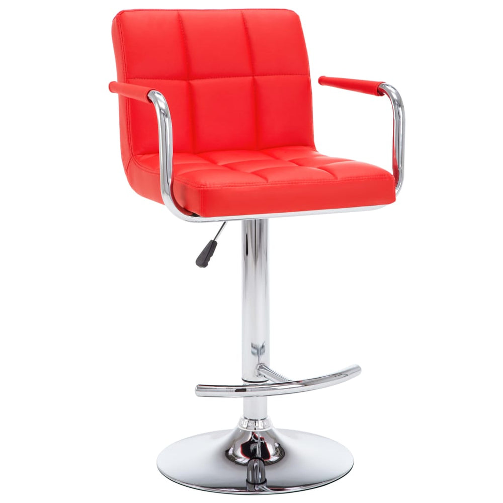 Bar stools, 2 pcs., red, artificial leather