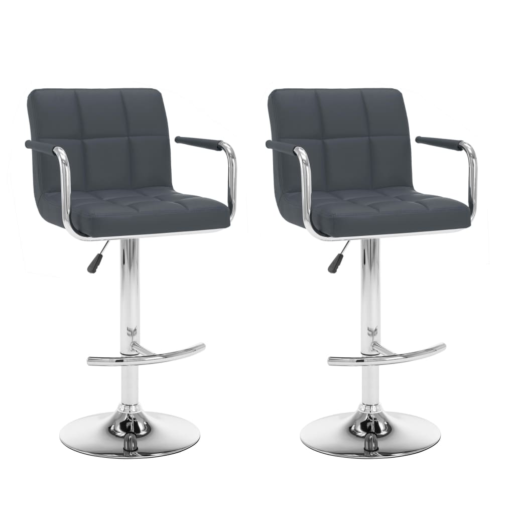 Bar stools, 2 pcs., grey, artificial leather