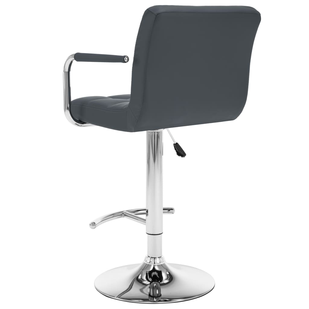 Bar stools, 2 pcs., grey, artificial leather