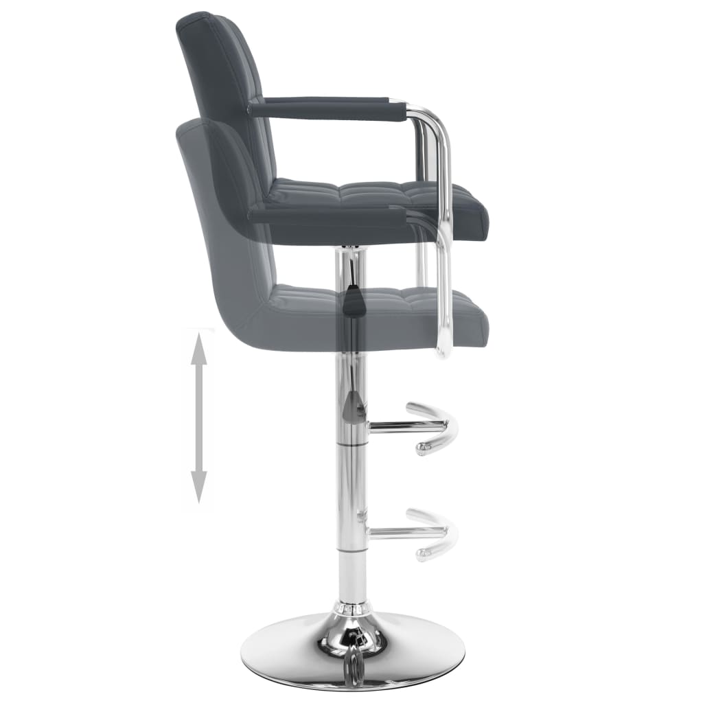 Bar stools, 2 pcs., grey, artificial leather