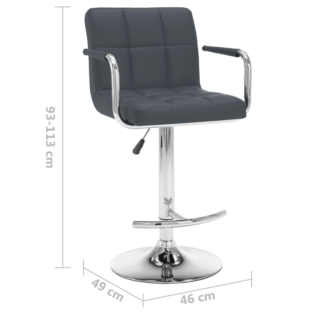 Bar stools, 2 pcs., grey, artificial leather