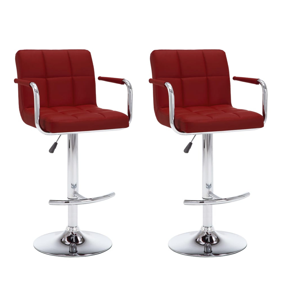 Bar stools, 2 pcs., burgundy, artificial leather