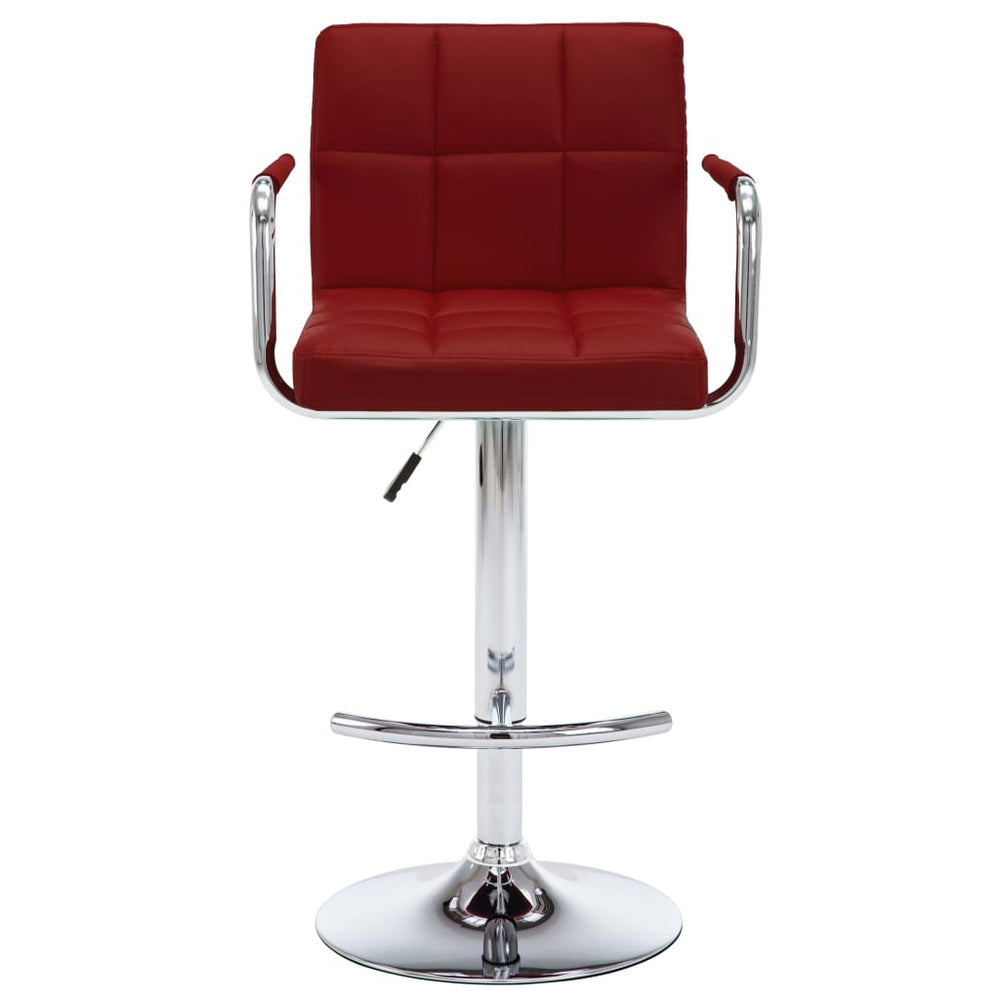 Bar stools, 2 pcs., burgundy, artificial leather
