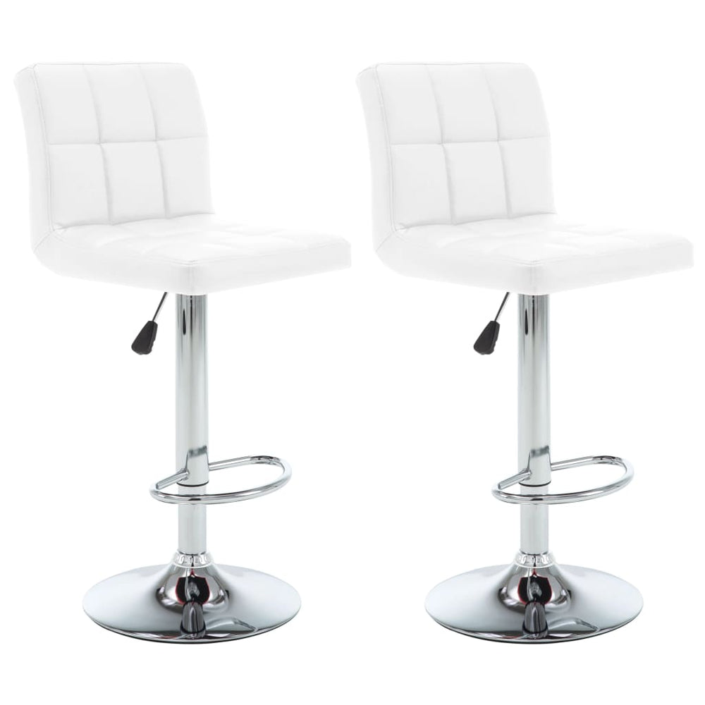 Bar stools, 2 pcs, white, artificial leather