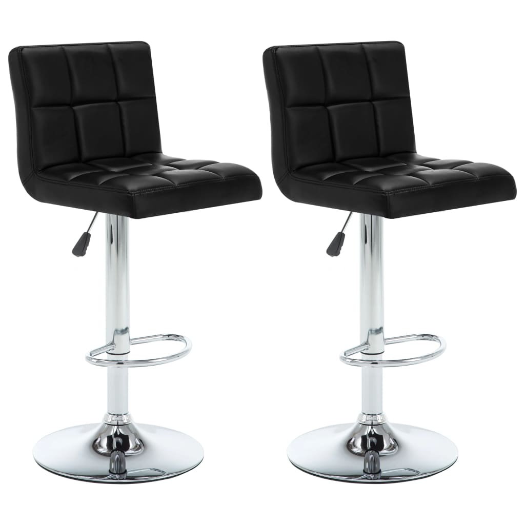 Bar stools, 2 pcs, black, artificial leather