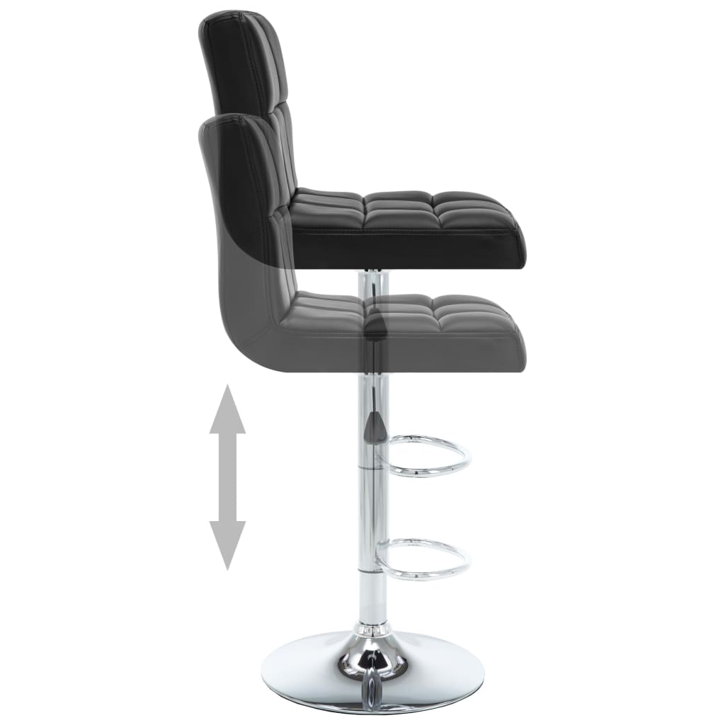 Bar stools, 2 pcs, black, artificial leather