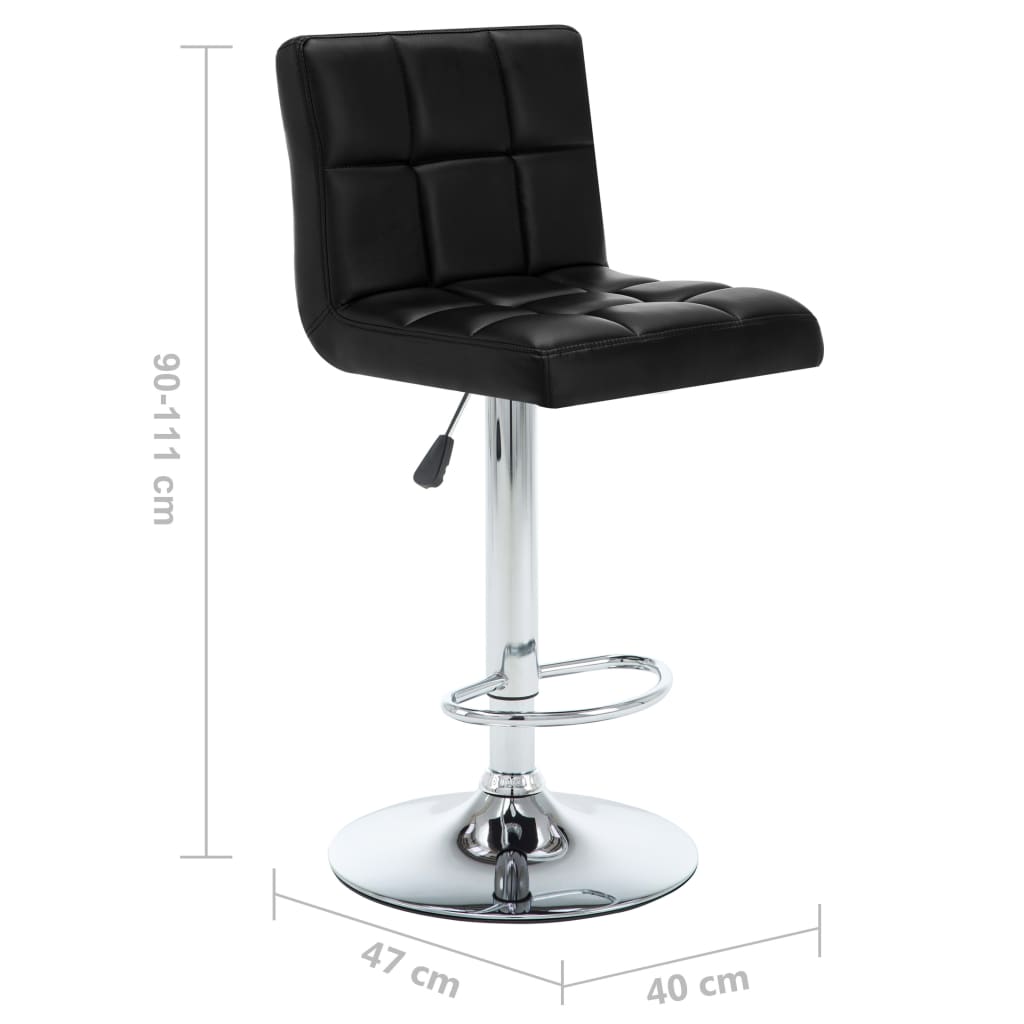 Bar stools, 2 pcs, black, artificial leather