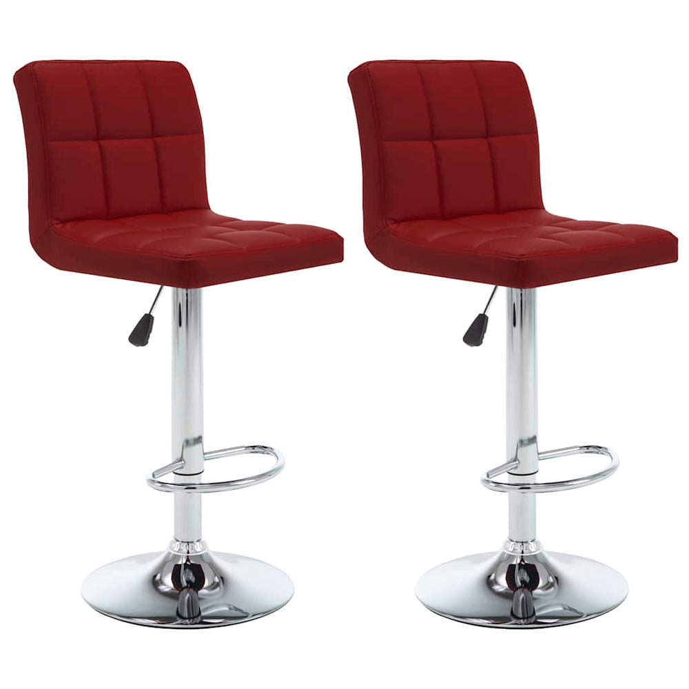 Bar stools, 2 pcs., burgundy, artificial leather
