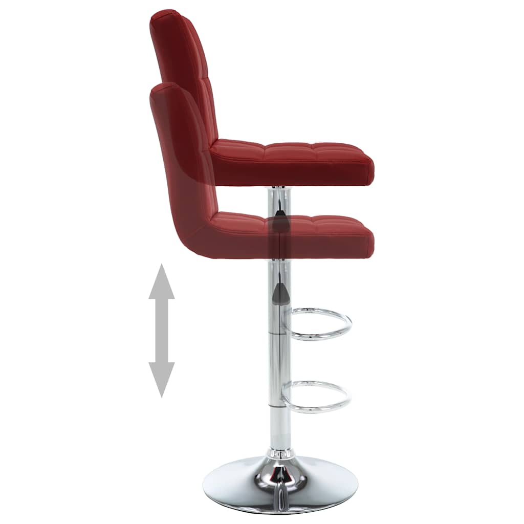 Bar stools, 2 pcs., burgundy, artificial leather