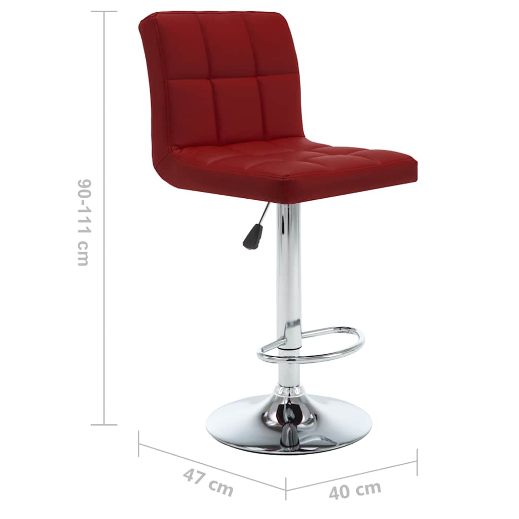 Bar stools, 2 pcs., burgundy, artificial leather