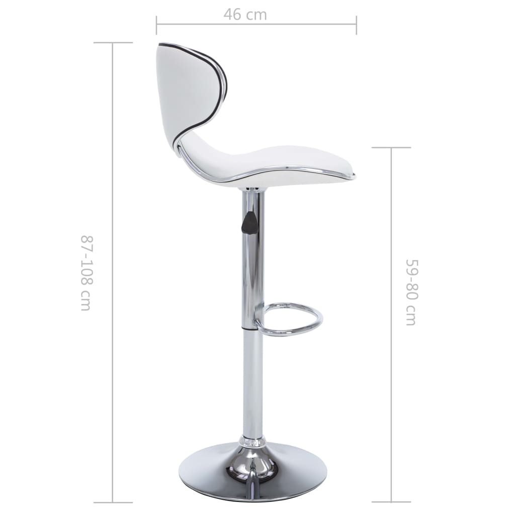Bar stools, 2 pcs, white, artificial leather