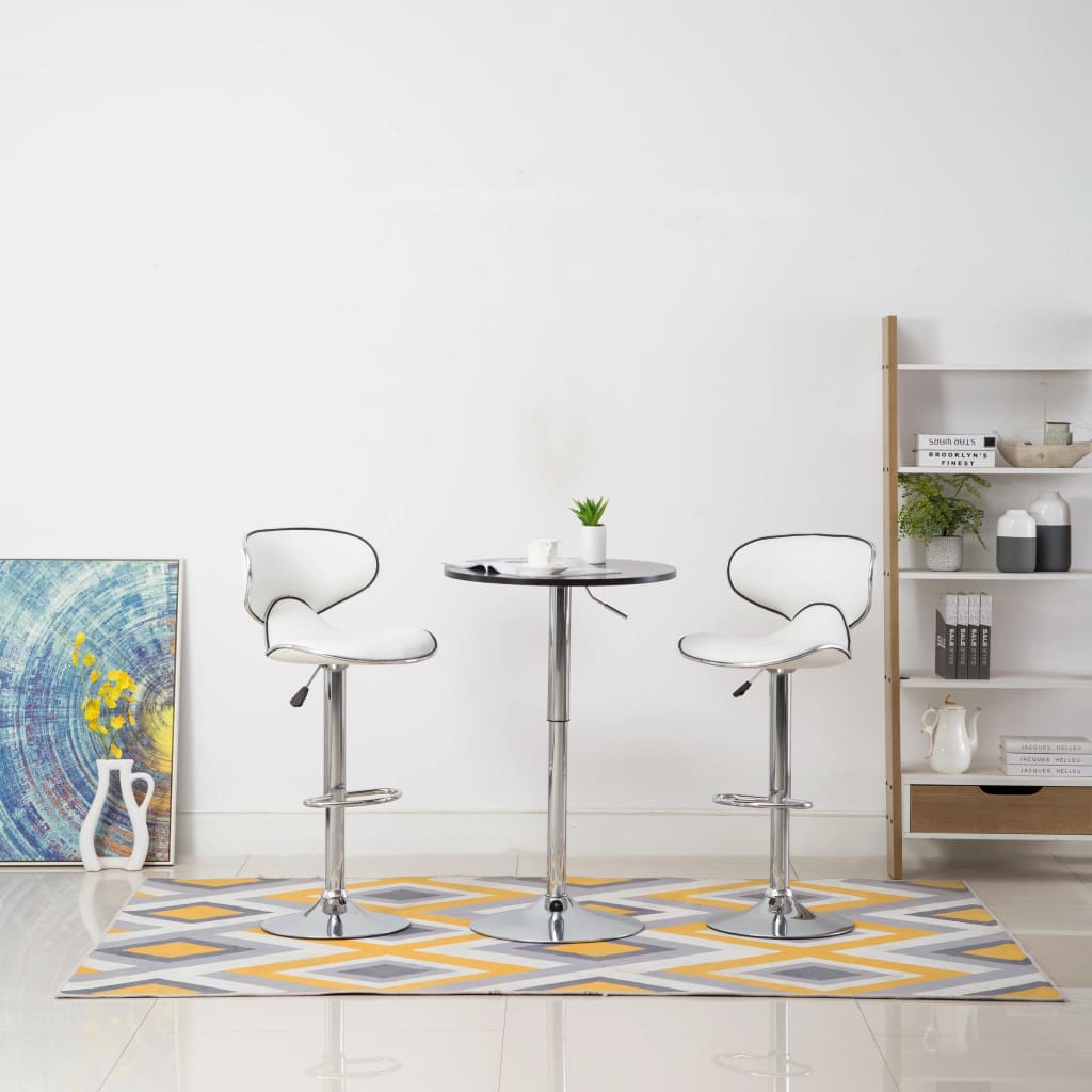 Bar stools, 2 pcs, white, artificial leather