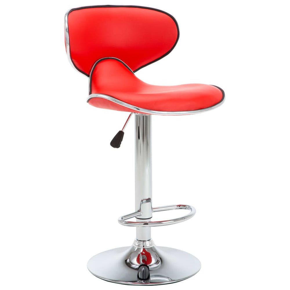 Bar stools, 2 pcs., red, artificial leather