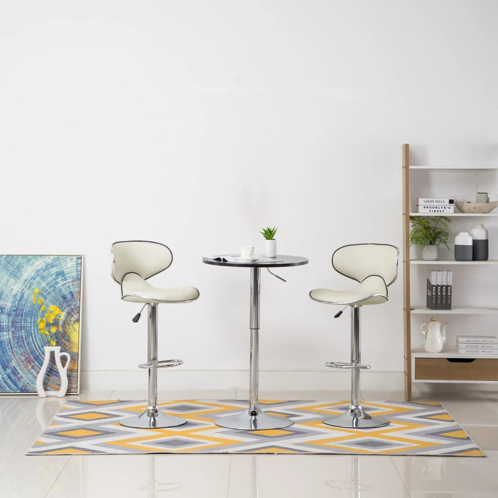 Bar stools, 2 pcs., cream, artificial leather