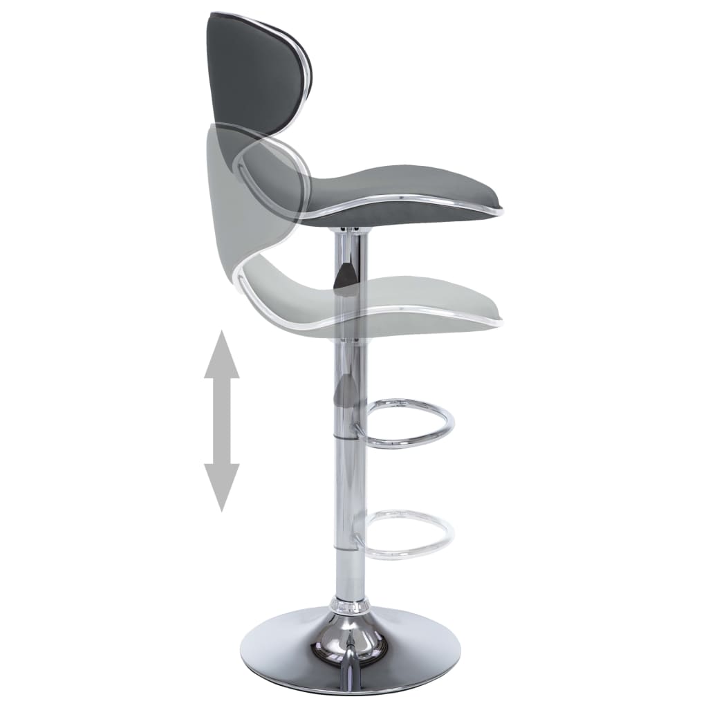 Bar stools, 2 pcs., grey, artificial leather