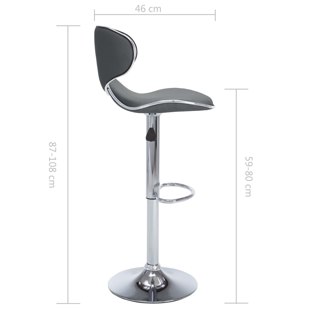 Bar stools, 2 pcs., grey, artificial leather
