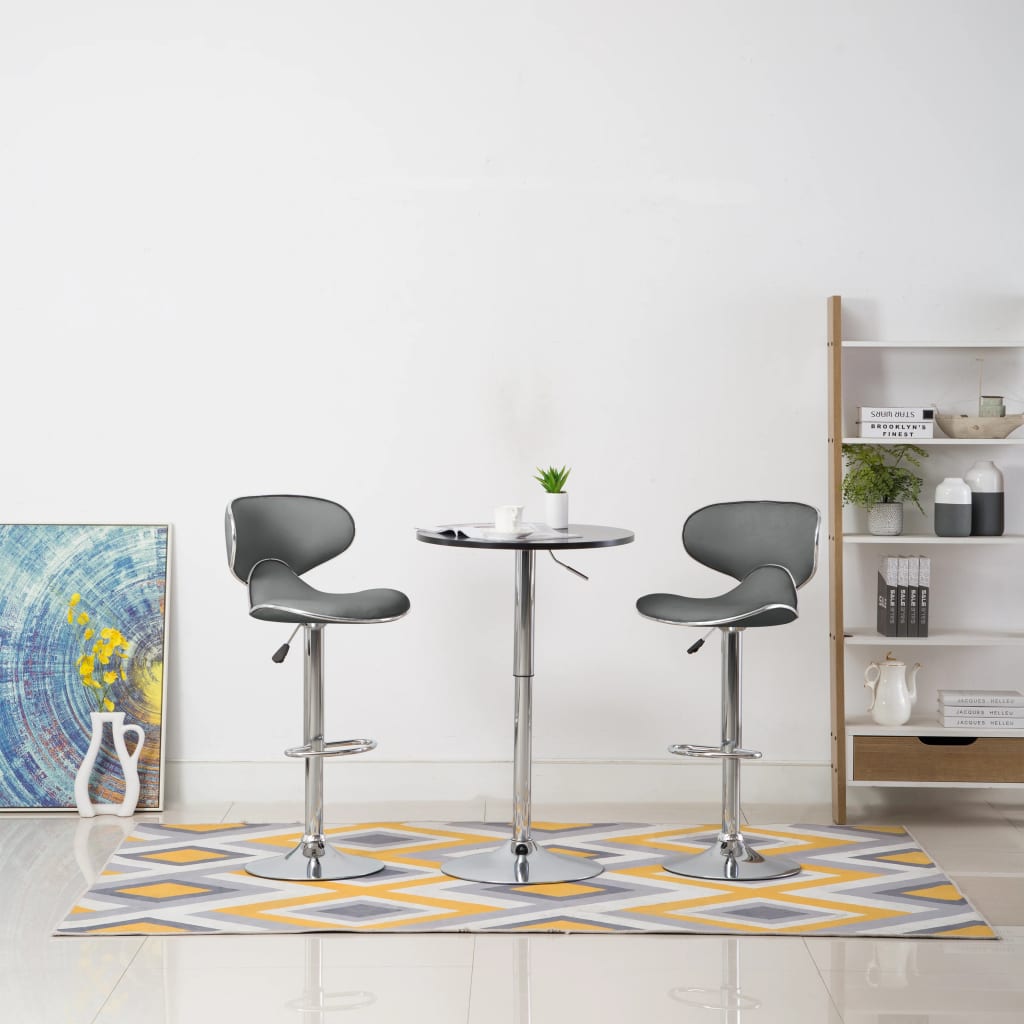 Bar stools, 2 pcs., grey, artificial leather