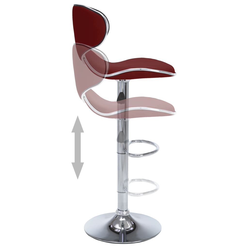 Bar stools, 2 pcs., burgundy, artificial leather