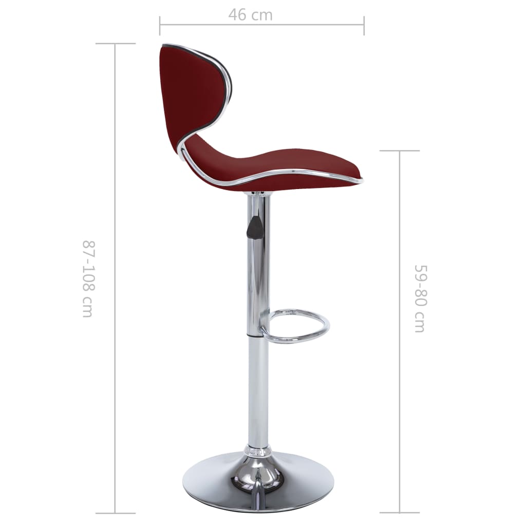 Bar stools, 2 pcs., burgundy, artificial leather