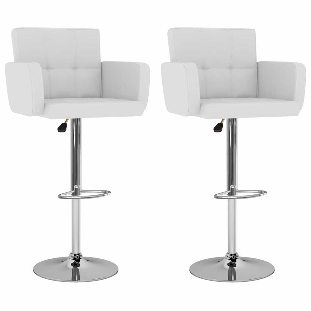 Bar stools, 2 pcs, white, artificial leather