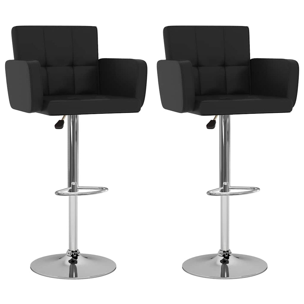 Bar stools, 2 pcs, black, artificial leather
