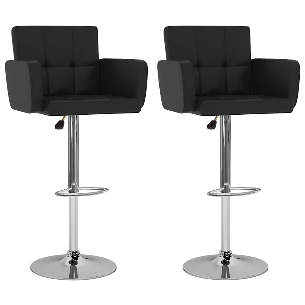 Bar stools, 2 pcs, black, artificial leather