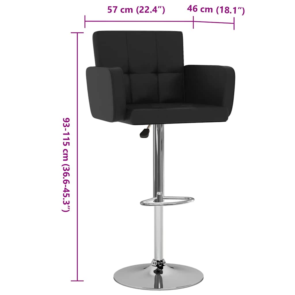 Bar stools, 2 pcs, black, artificial leather