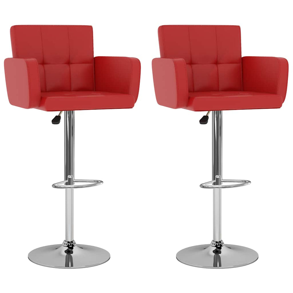 Bar stools, 2 pcs., red, artificial leather