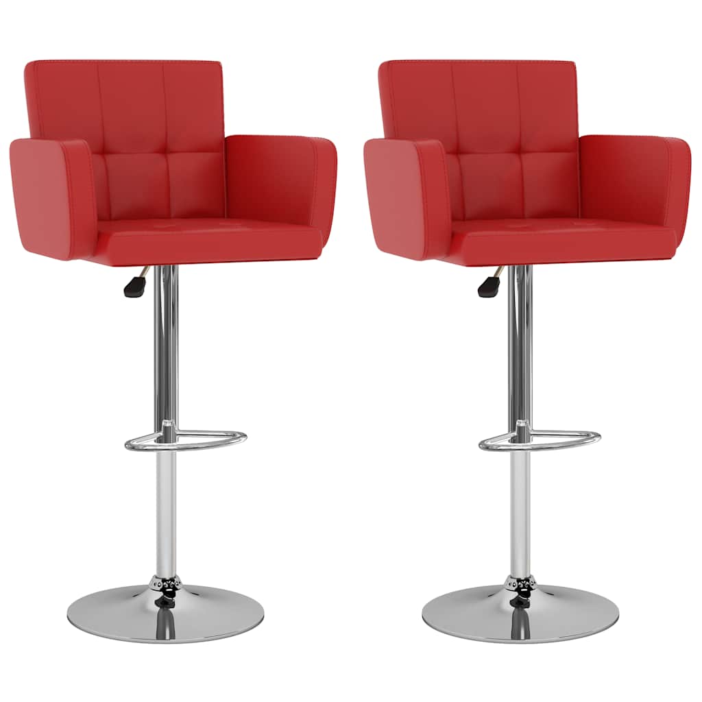 Bar stools, 2 pcs., red, artificial leather
