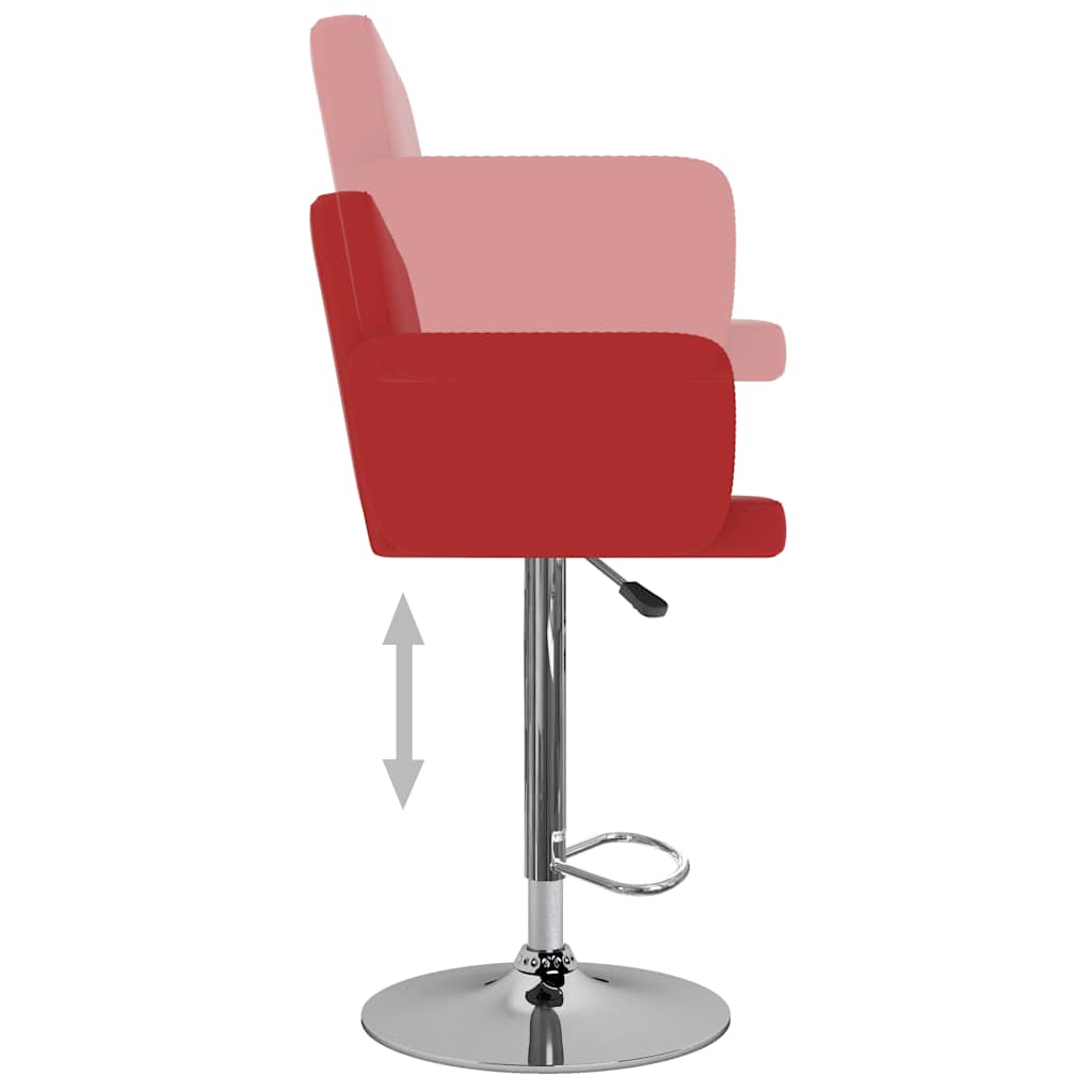 Bar stools, 2 pcs., red, artificial leather