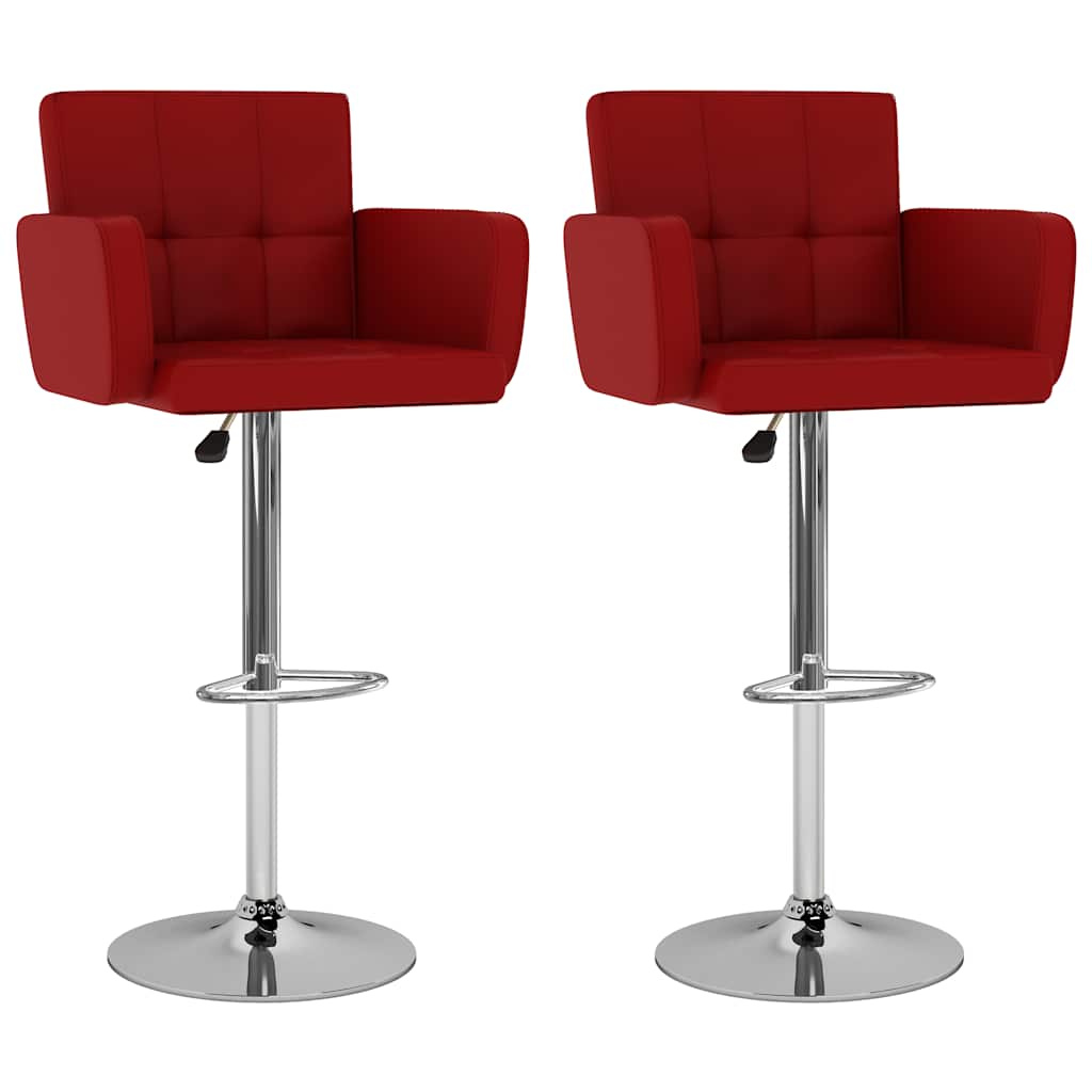 Bar stools, 2 pcs., burgundy, artificial leather