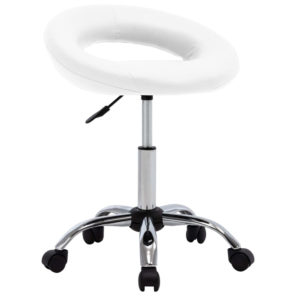Office chair with castors, white, faux leather