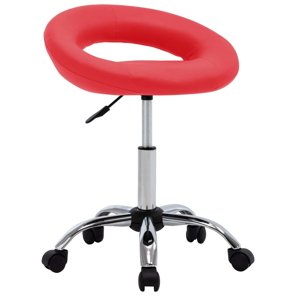 Office chair with wheels, red, artificial leather