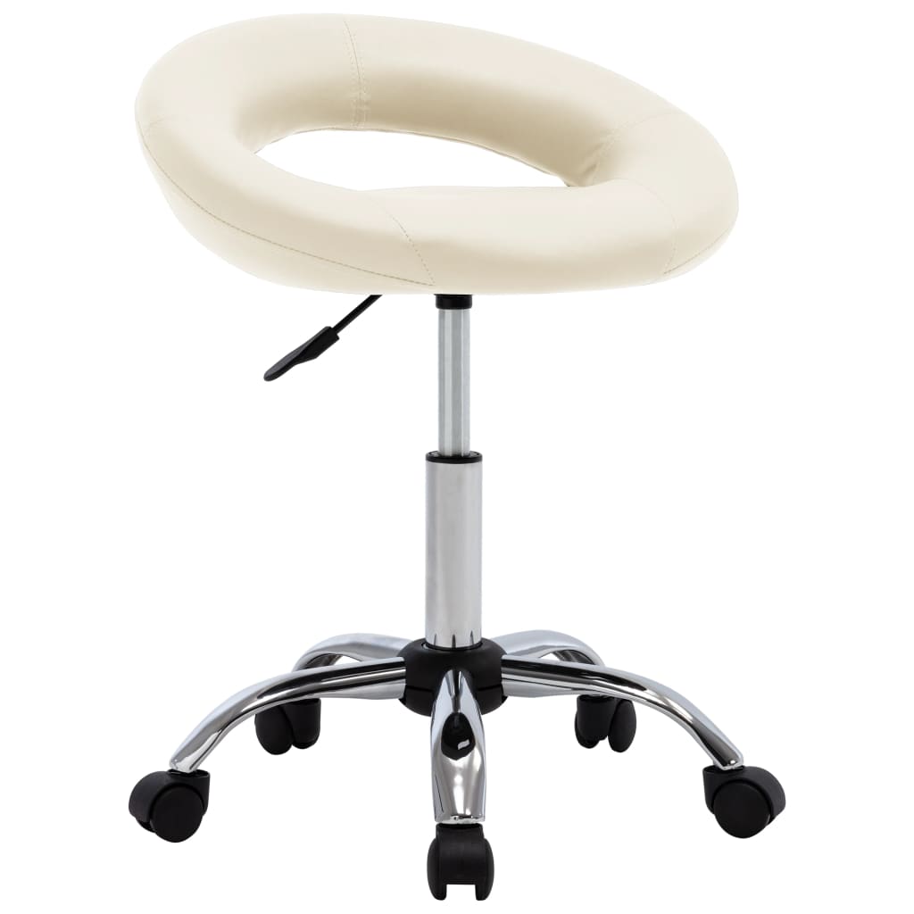 Office chair with wheels, cream-colored, artificial leather