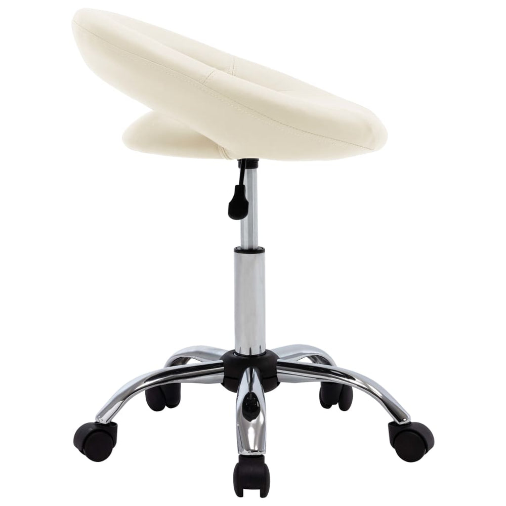 Office chair with wheels, cream-colored, artificial leather