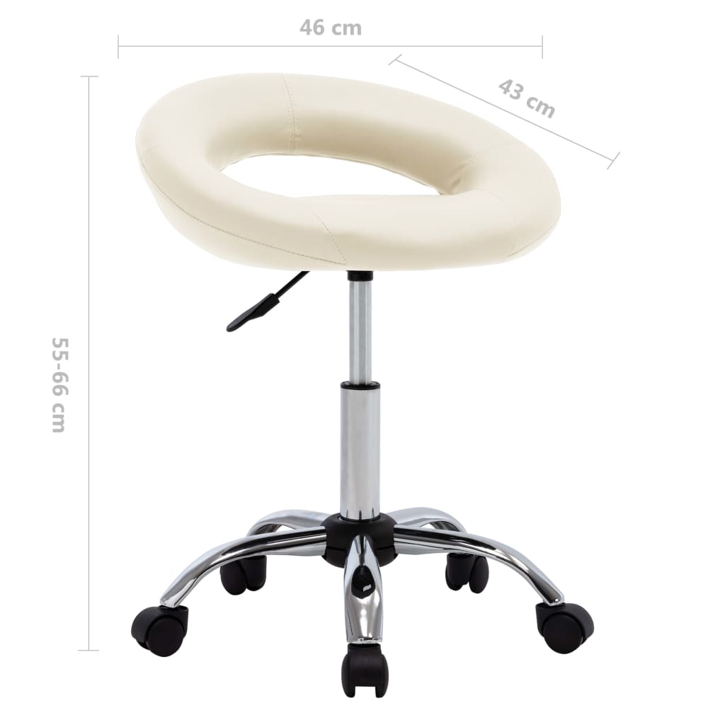 Office chair with wheels, cream-colored, artificial leather