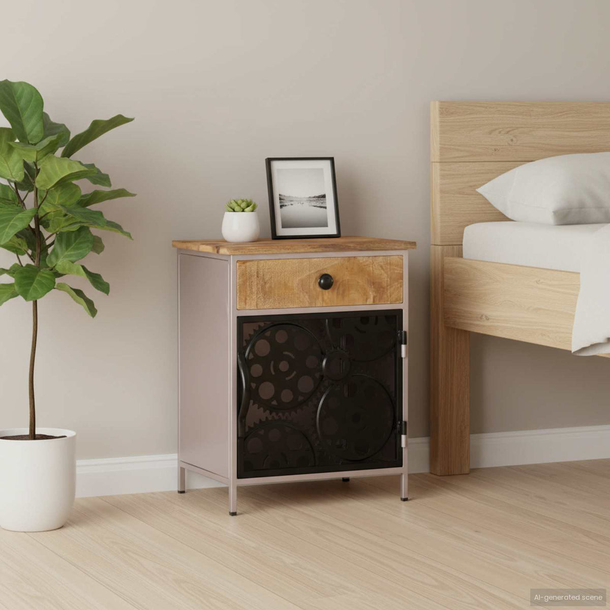 Nightstand, 40x30x50cm, untreated mango wood
