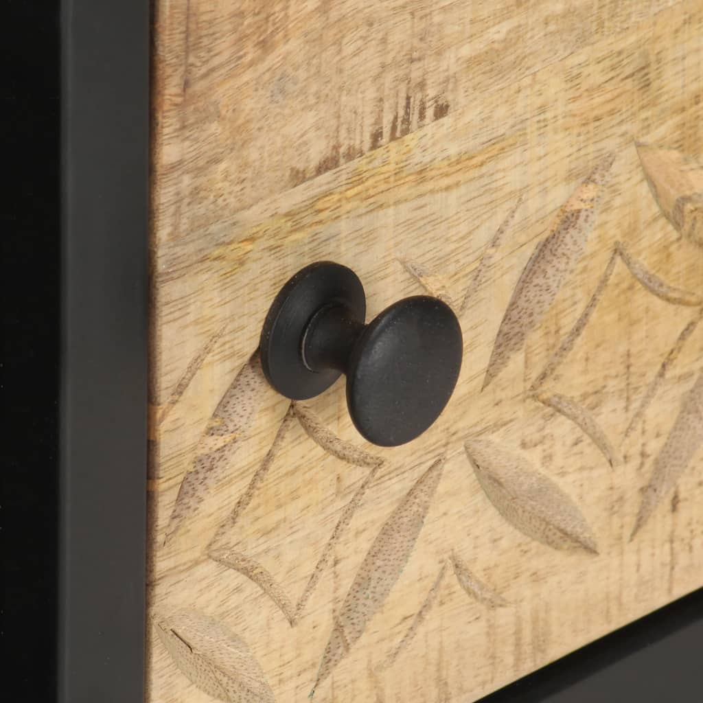 Kafijas galdiņš ar grebtām durvīm, 90x55x36cm, mango