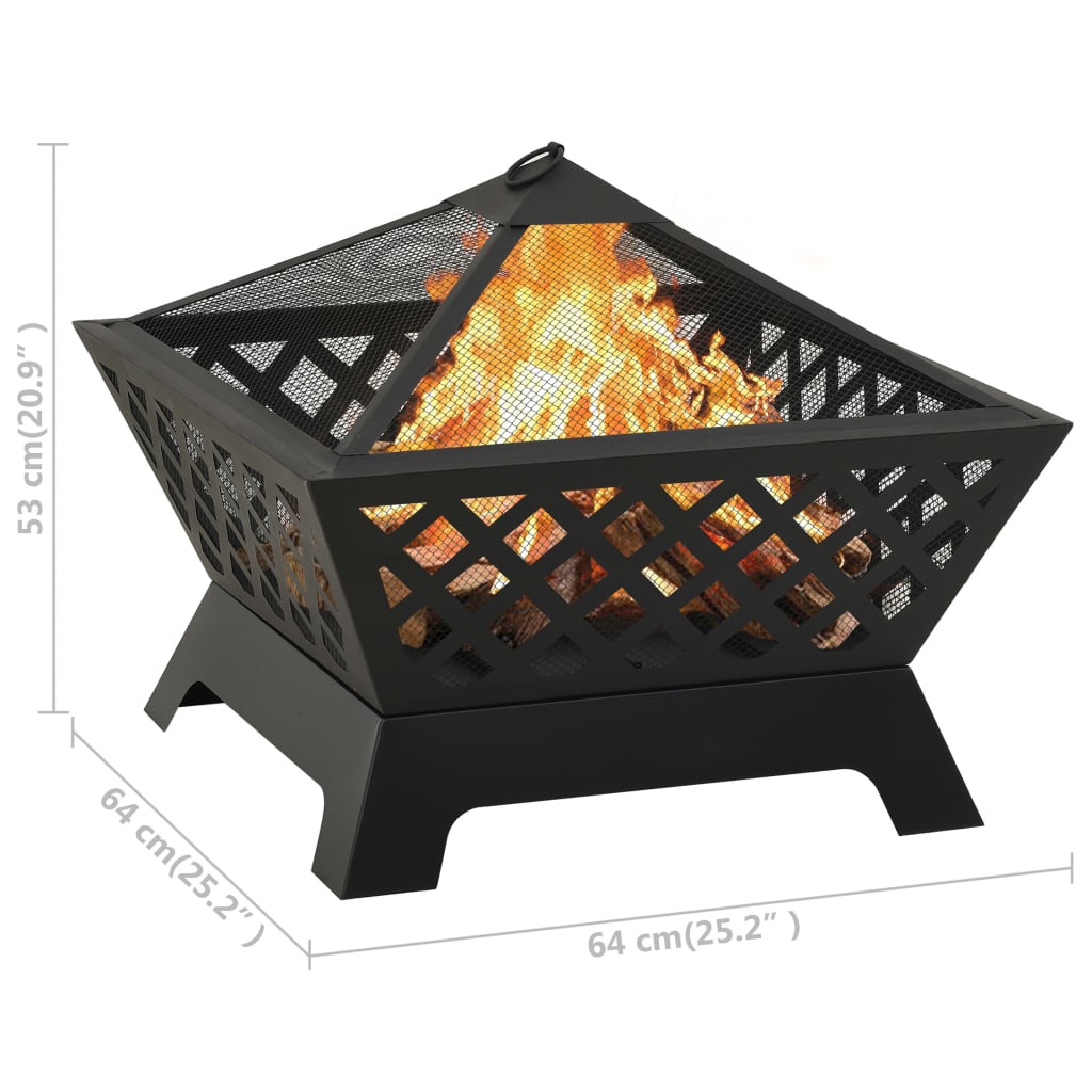 Fire pit with poker, 64cm, steel, XXL