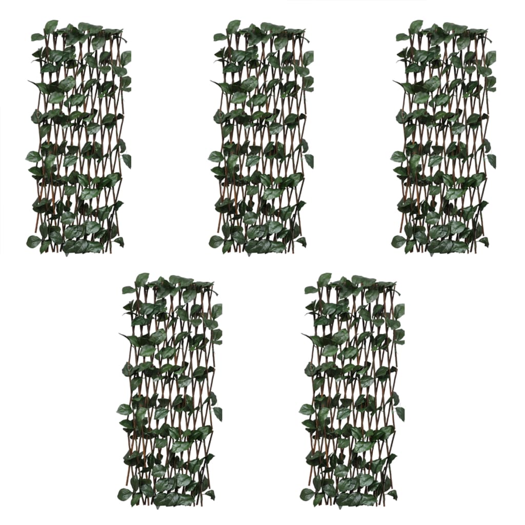 Trellises-fences, 5 pcs., 180x30cm, willow, with leaves