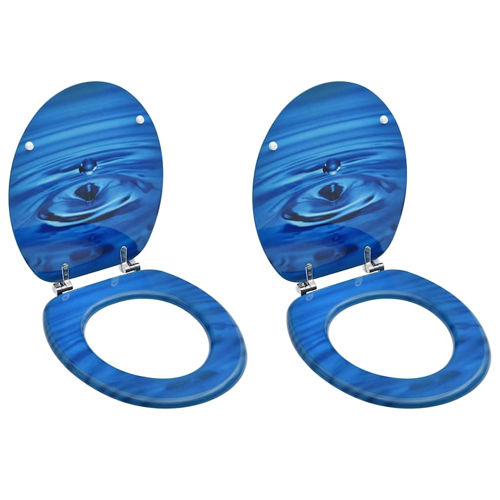 Toilet Seats with Lids, 2 pcs., MDF, with Blue Drop