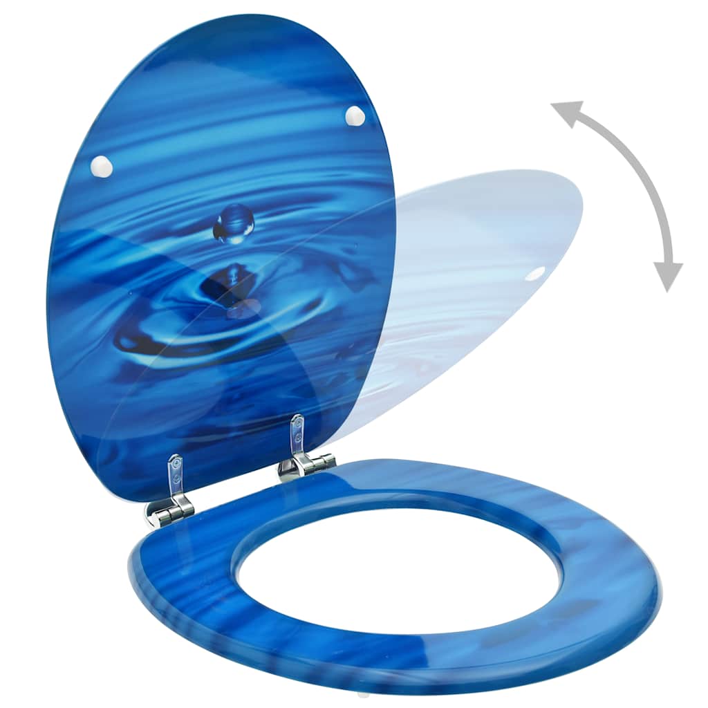 Toilet Seats with Lids, 2 pcs., MDF, with Blue Drop