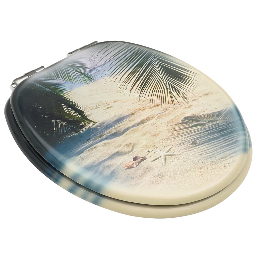 Toilet Seats with Lids, 2 pcs, MDF, Beach Design