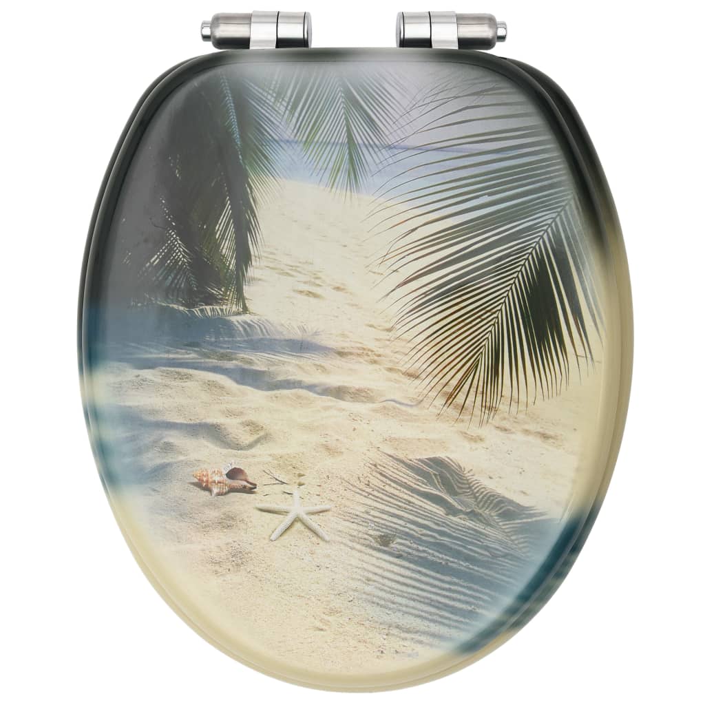 Toilet Seats with Lids, 2 pcs, MDF, Beach Design