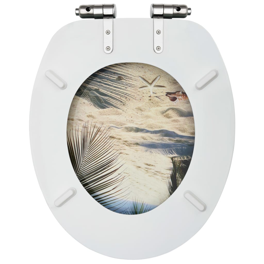 Toilet Seats with Lids, 2 pcs, MDF, Beach Design