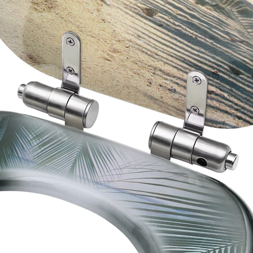 Toilet Seats with Lids, 2 pcs, MDF, Beach Design