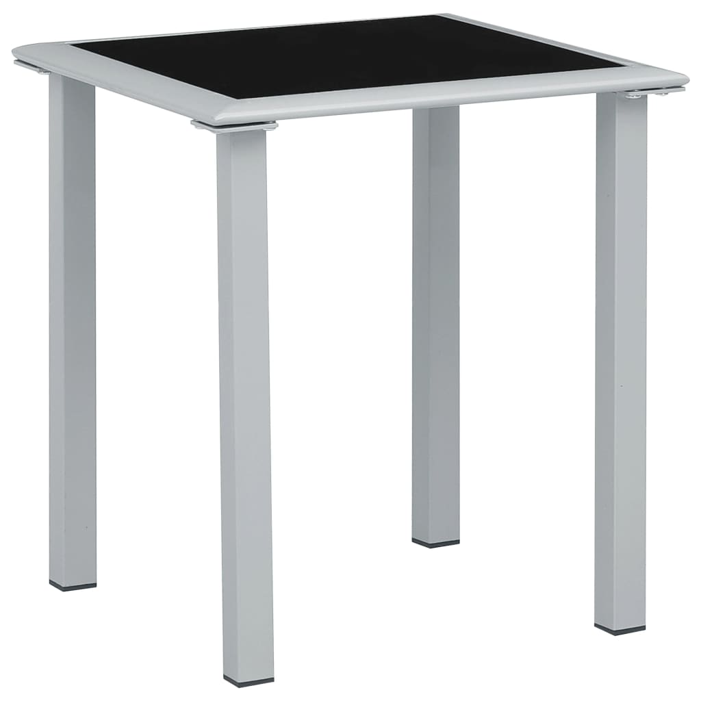 Garden table, black/silver, 41x41x45cm, steel and glass