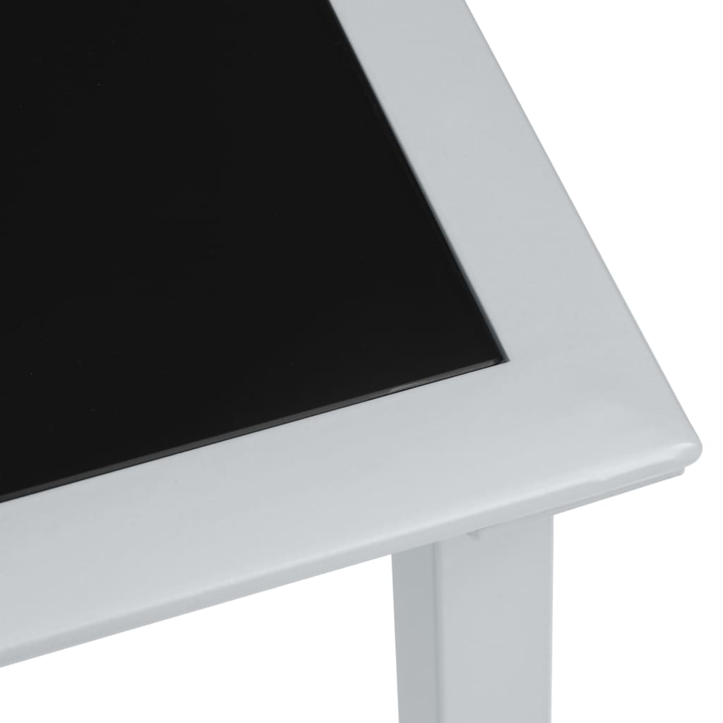 Garden table, black/silver, 41x41x45cm, steel and glass