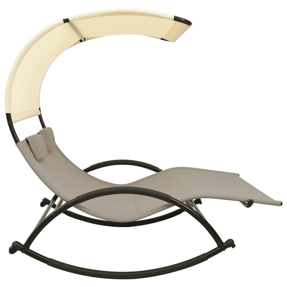 Two-seater sun lounger, taupe and cream, textilene